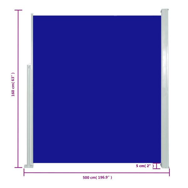 vidaXL Retractable Side Awning 160 x 500 cm Blue