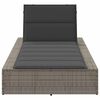 vidaXL Sunbed with Floating Cushion Grey Poly Rattan
