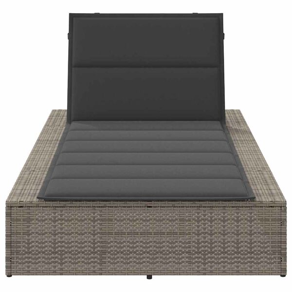 vidaXL Sunbed with Floating Cushion Grey Poly Rattan