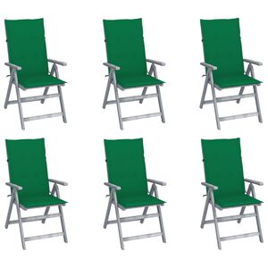 vidaXL Garden Reclining Chairs 6 pcs with Cushions Solid Acacia Wood