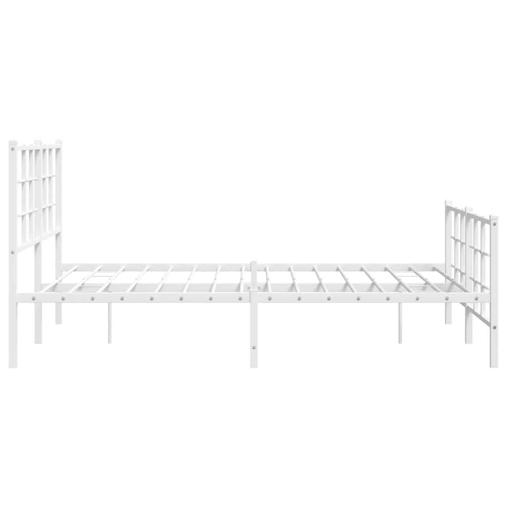 vidaXL Metal Bed Frame without Mattress with Footboard White 135x190cm