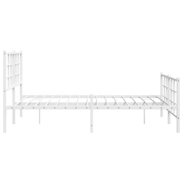 vidaXL Metal Bed Frame without Mattress with Footboard White 135x190cm