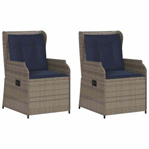 vidaXL Garden Bench 2 pcs Grey Poly Rattan