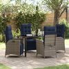 vidaXL Garden Dining Set with Cushion 5 pcs Grey and Black Rattan
