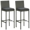 vidaXL 3 Piece Garden Bar Set with Cushions Poly Rattan Grey