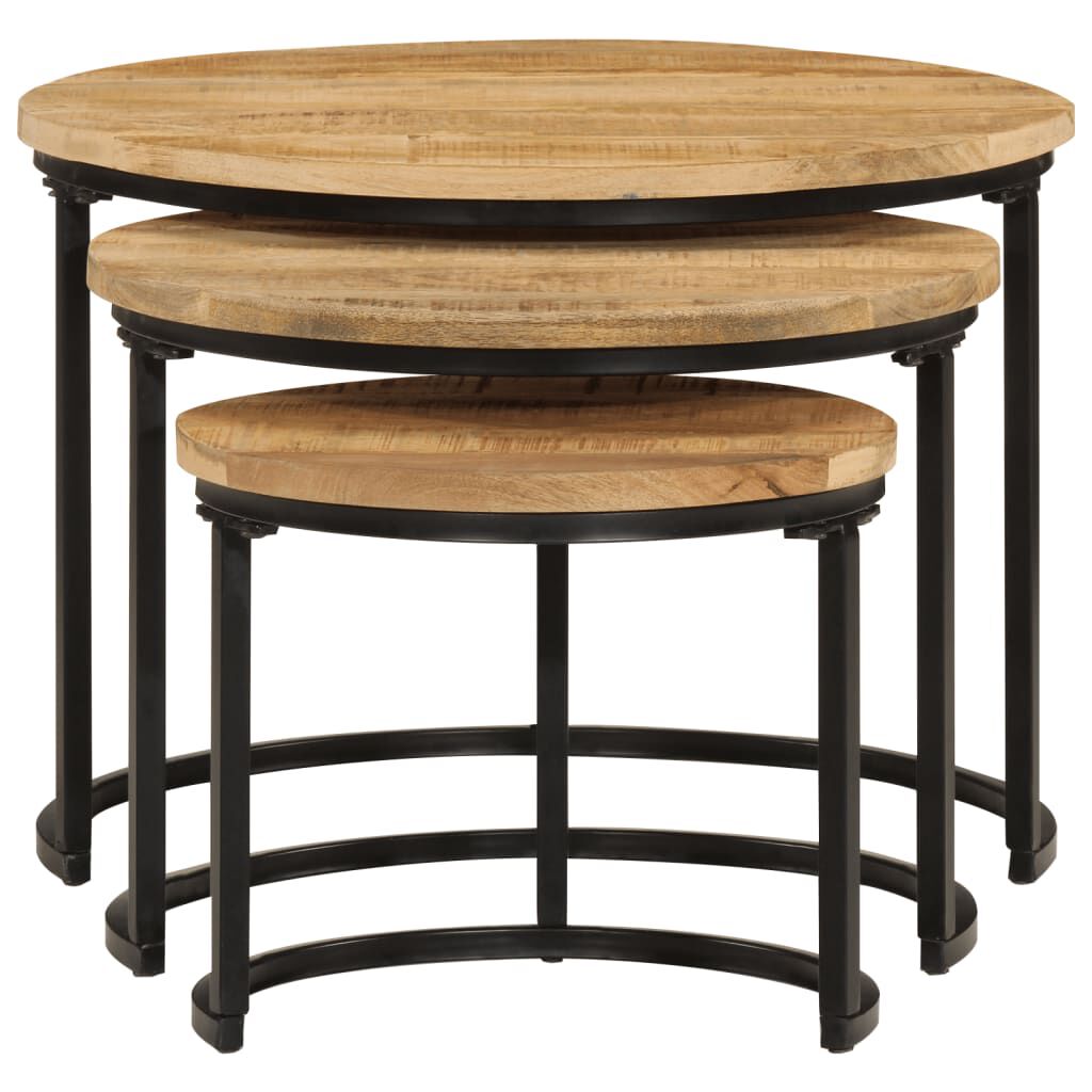 vidaXL Nesting Tables 3 pcs Solid Rough Wood Mango