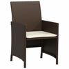 vidaXL 3 Piece Bistro Set with Cushions Brown Poly Rattan