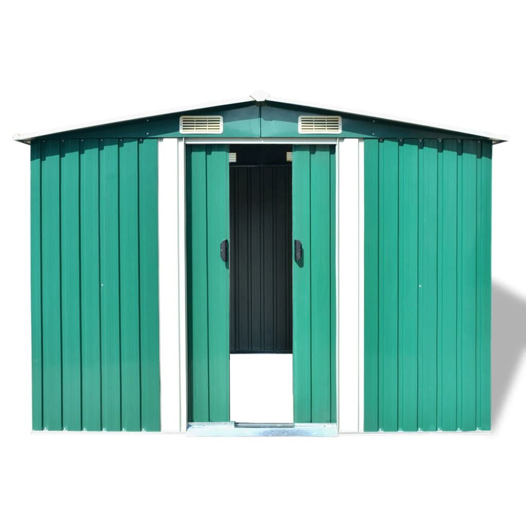 vidaXL Garden Storage Shed Green Metal 257x205x178 cm