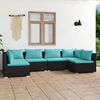 vidaXL 6 Piece Garden Lounge Set with Cushions Poly Rattan Black