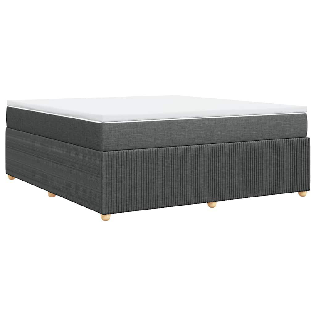 vidaXL Box Spring Bed with Mattress Dark Grey King Fabric