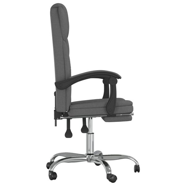 vidaXL Reclining Office Chair Dark Grey Fabric