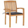 vidaXL Stacking Garden Chairs with Cushions 4 pcs Solid Teak Wood