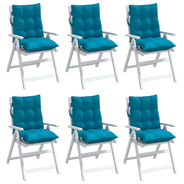 vidaXL Lowback Chair Cushions 6 pcs Light Blue Oxford Fabric