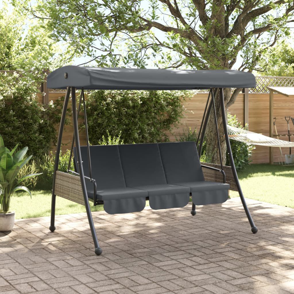 vidaXL Garden Swing Bench with Adjustable Canopy Dark Grey Steel