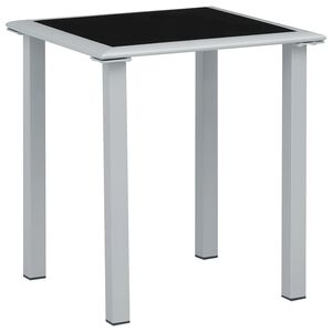 vidaXL Garden Table Black and Silver 41x41x45 cm Steel and Glass