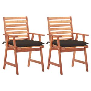vidaXL Outdoor Dining Chairs 2 pcs with Cushions Solid Acacia Wood
