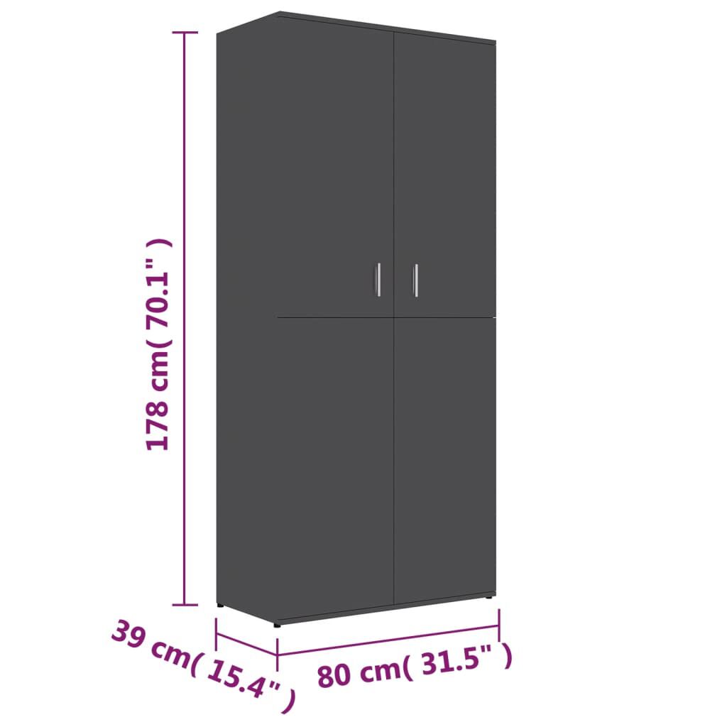 vidaXL Shoe Cabinet Grey 80x39x178 cm Engineered Wood