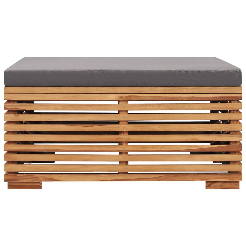 vidaXL Garden Table and Footrest Set&Dark Grey Cushion Solid Teak Wood