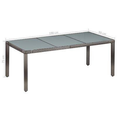 vidaXL 9 Piece Outdoor Dining Set with Cushions Poly Rattan Grey