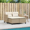 vidaXL Garden Sofa 2-Seater with Stools Beige Poly Rattan