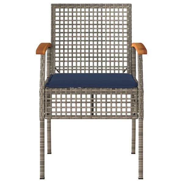 vidaXL Garden Chairs with Cushions 2 pcs Grey Poly Rattan Acacia Wood