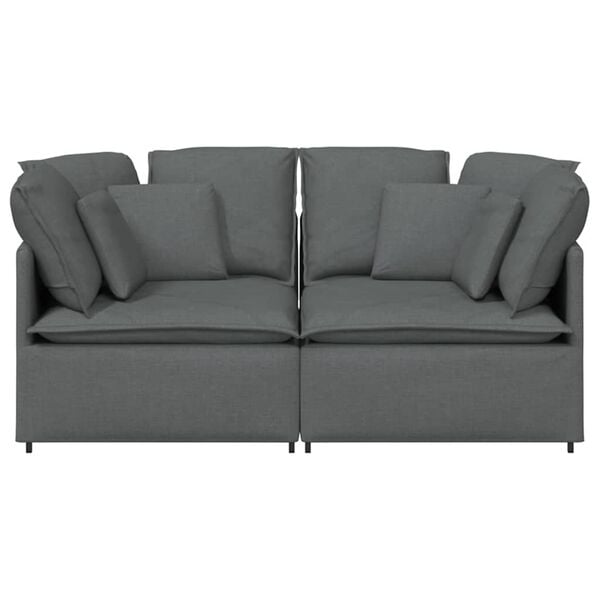 vidaXL Modular Sofa with Cushions Fabric Dark Grey