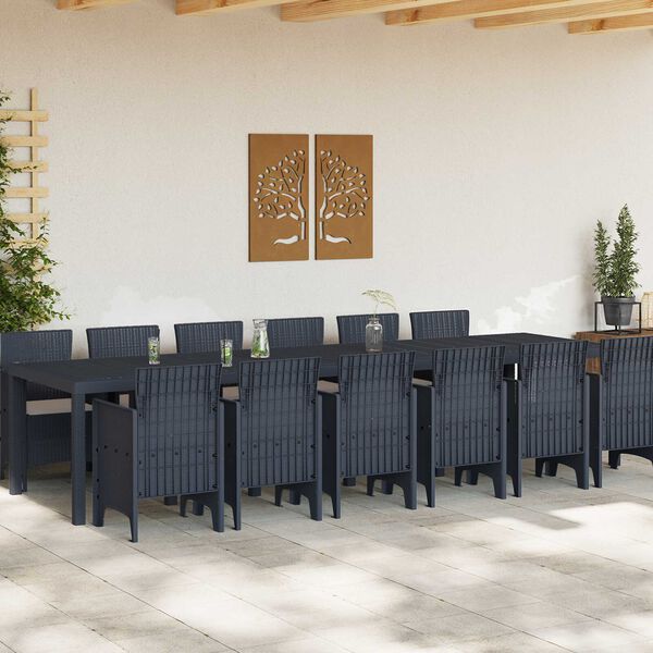 vidaXL Garden Dining Set 13 pcs Anthracite Polt rattan