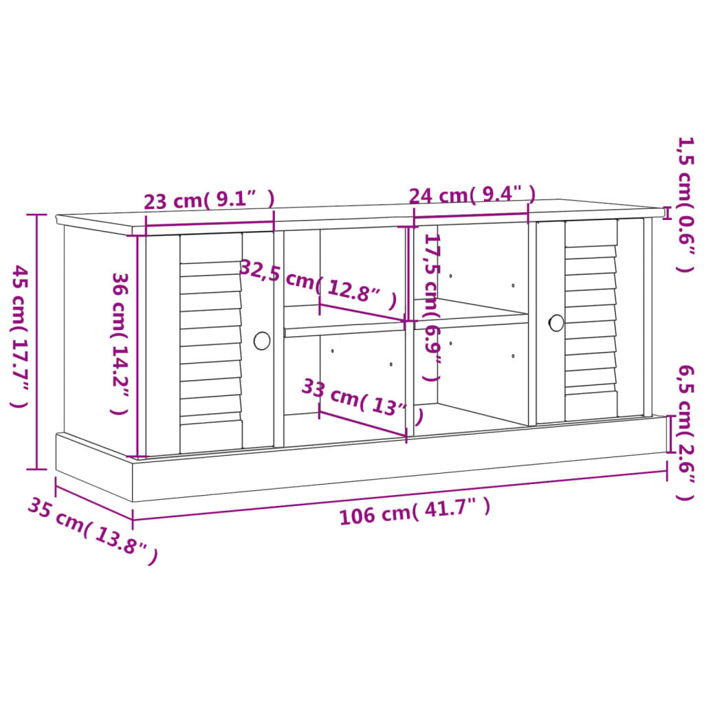 vidaXL Shoe Bench VIGO White 106x35x45 cm Solid Wood Pine