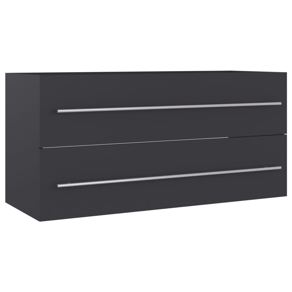 vidaXL 2 Piece Bathroom Furniture Set Grey Engineered Wood