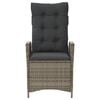 vidaXL Reclining Garden Chair with Cushions Grey Poly Rattan
