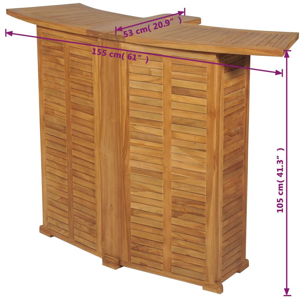 vidaXL Folding Bar Table 155x53x105 cm Solid Teak Wood