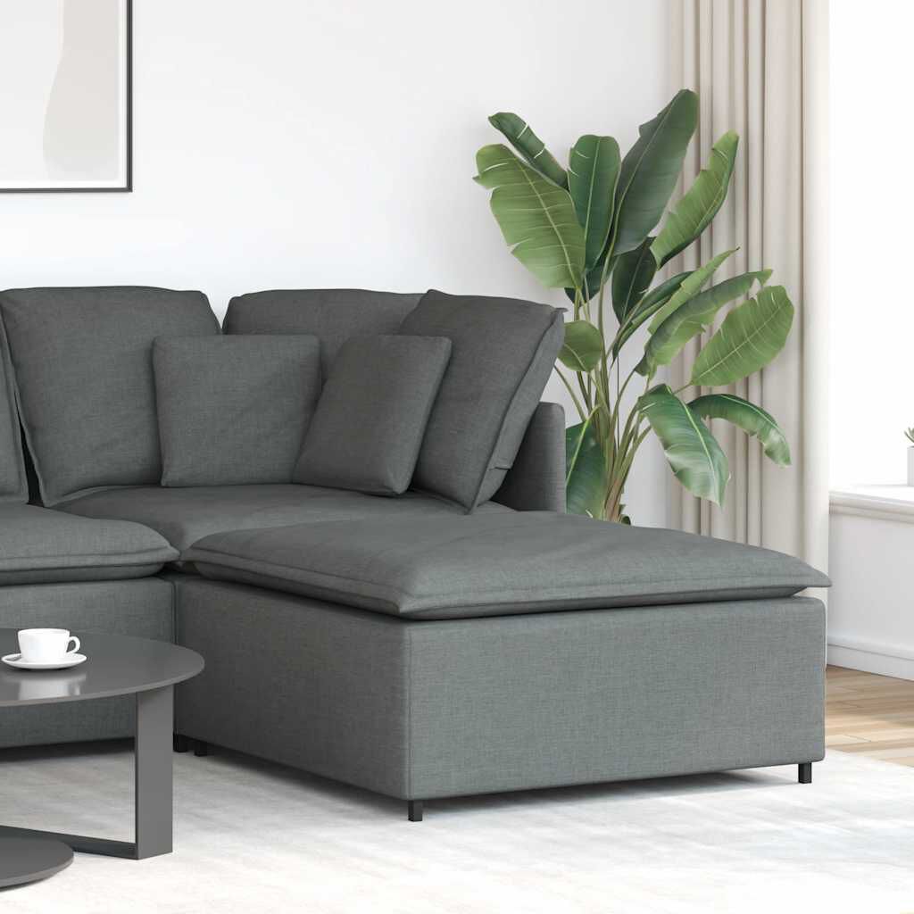 vidaXL Modular Sofa Footstool Module Dark Grey 100x100x48 cm