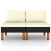 vidaXL Middle Sofas 2 pcs Poly Rattan and Solid Eucalyptus Wood