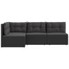 vidaXL 4 Piece Garden Lounge Set with Cushions Black Poly Rattan