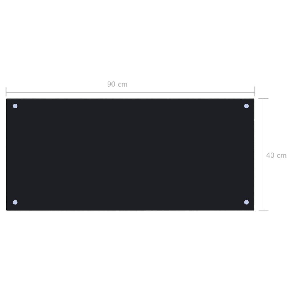 vidaXL Kitchen Backsplash Black 90 x 40 cm Tempered Glass