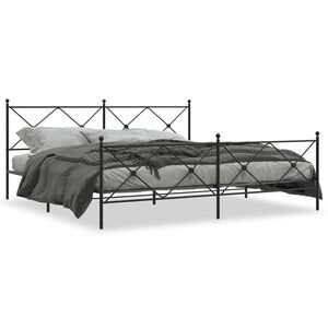 vidaXL Metal Bed Frame without Mattress with Footboard Black 193x203cm