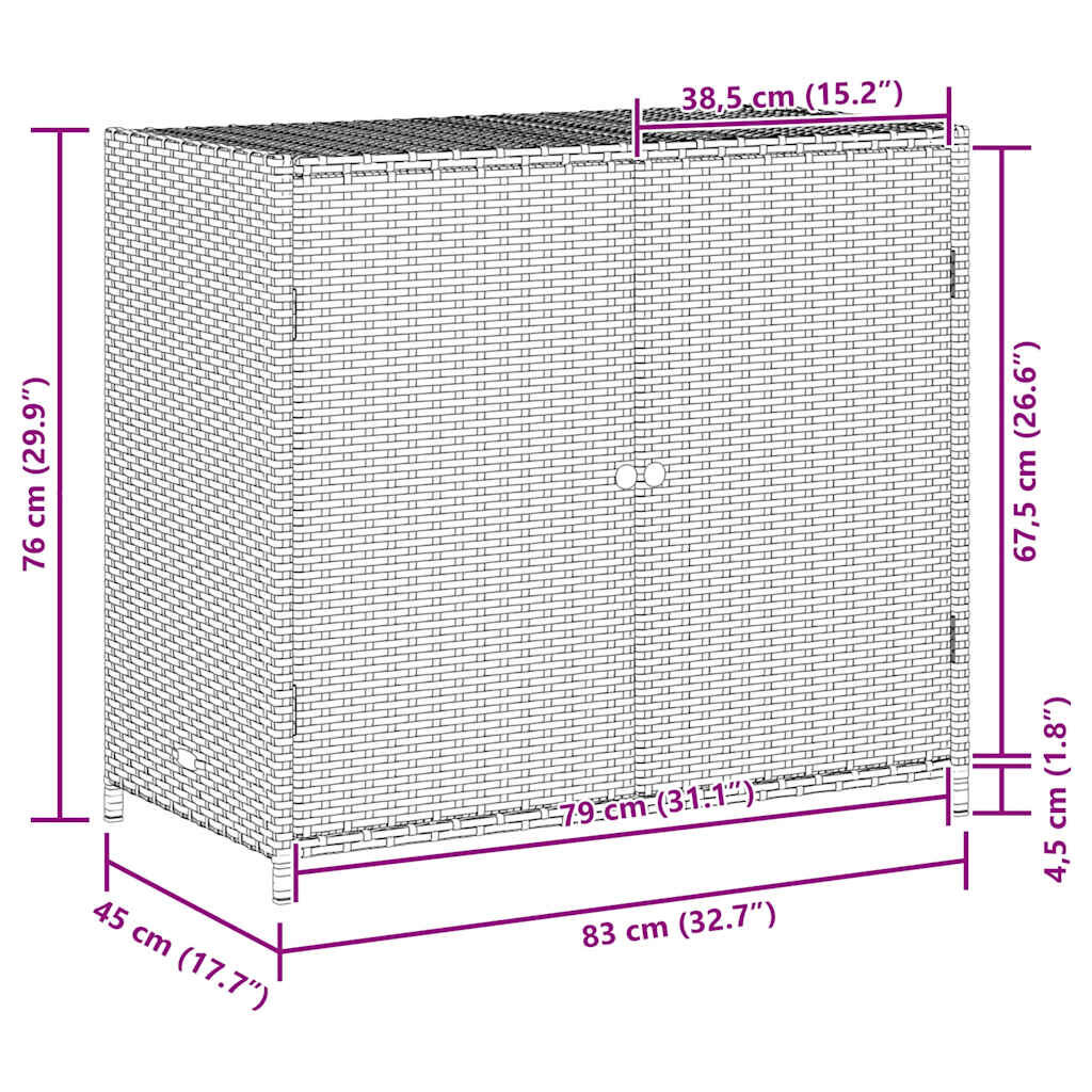 vidaXL Garden Storage Cabinet Brown 83x45x76 cm Poly Rattan