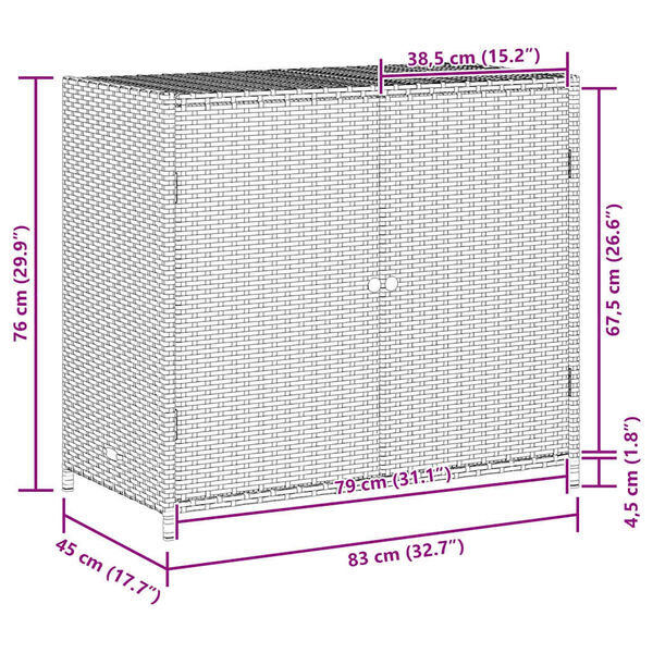 vidaXL Garden Storage Cabinet Brown 83x45x76 cm Poly Rattan