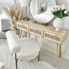vidaXL Console Table Brown 105x30x75 cm Solid Wood Pine&Natural Rattan