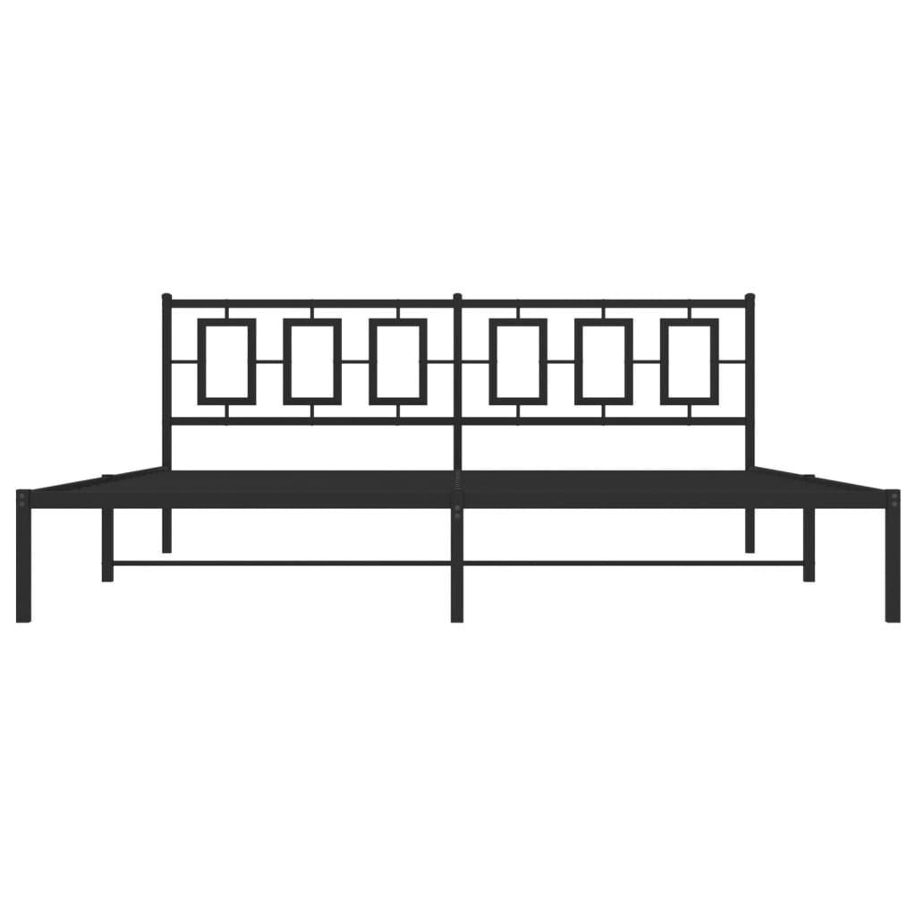 vidaXL Metal Bed Frame without Mattress with Headboard Black 193x203cm
