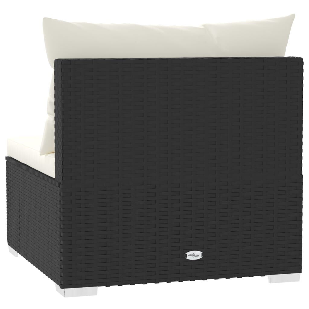 vidaXL 3-Seater Sofa with Cushions Black Poly Rattan