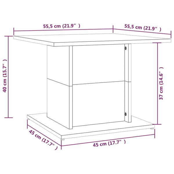 vidaXL Coffee Table White 55.5x55.5x40 cm Engineered Wood