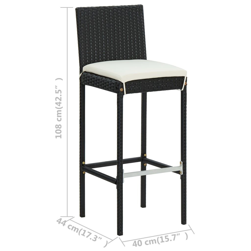 vidaXL 5 Piece Garden Bar Set with Cushions Poly Rattan Black