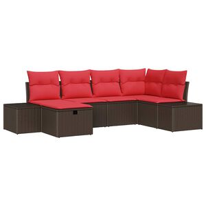 vidaXL Garden Sofa Set with Cushion 6 pcs Brown Poly Rattan