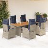 vidaXL 9 Piece Garden Dining Set with Cushions Grey Poly Rattan