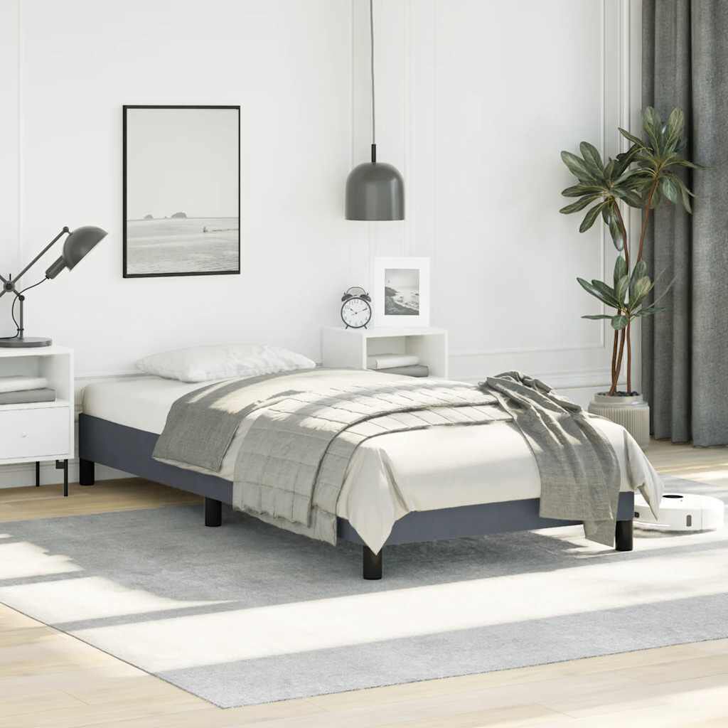 vidaXL Bed Frame without Mattress Dark Grey 100x190 cm Twin Velvet