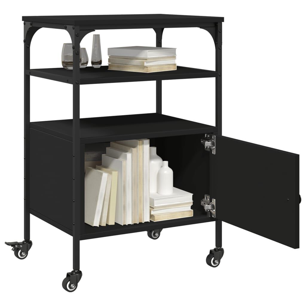 vidaXL Printer Stand 3-Tier Black 50x40x76 cm Engineered Wood