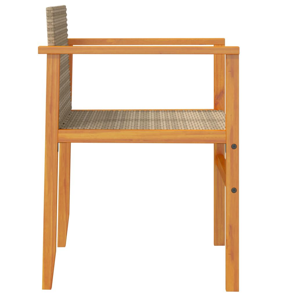 vidaXL Garden Chairs 2 pcs Beige Poly Rattan&Solid Wood