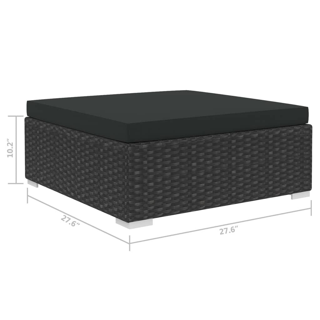vidaXL 10 Piece Garden Lounge Set with Cushions Poly Rattan Black