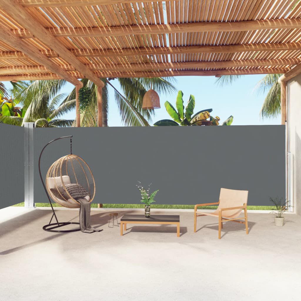 vidaXL Retractable Side Awning Anthracite 200x1000 cm